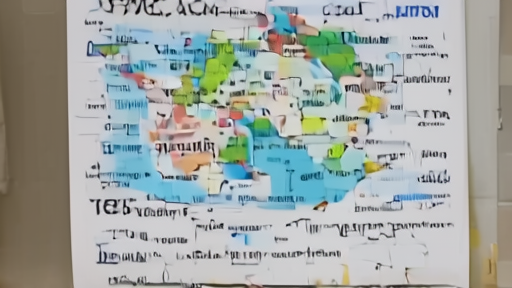 A clinic bulletin board with a world map and measles vaccination cards