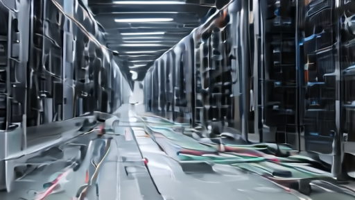 Technicians installing optical networking equipment inside an AI data-center row.