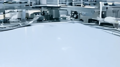 A semiconductor cleanroom with a 300mm wafer carrier moving through inspection equipment