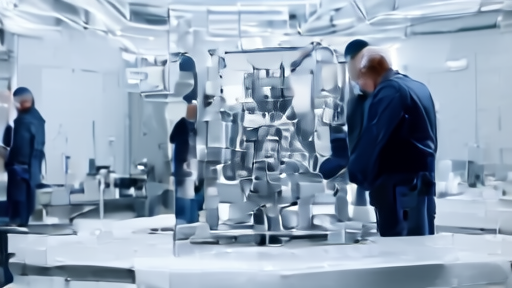 Engineers inspecting cryogenic quantum computing hardware inside a clean lab