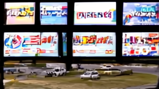 A stock car rounds Nashville while monitors show separate audience dashboards