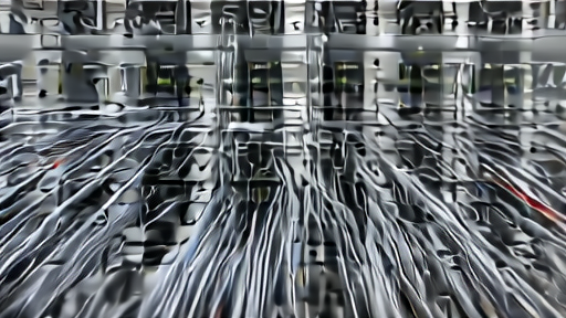 Fiber-optic cables converging into a neutral server-room routing panel
