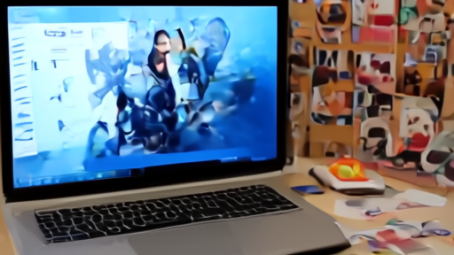 A teenager's desk is covered in printed horror fan posters and editing software