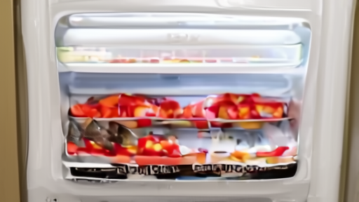 Hand checking a frozen pizza sell-by date in a family freezer