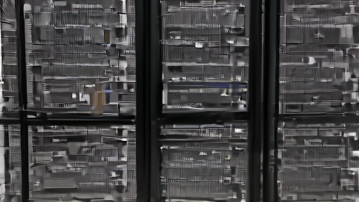 A secure data-center cage with locked rack doors, badge readers and technicians checking status lights