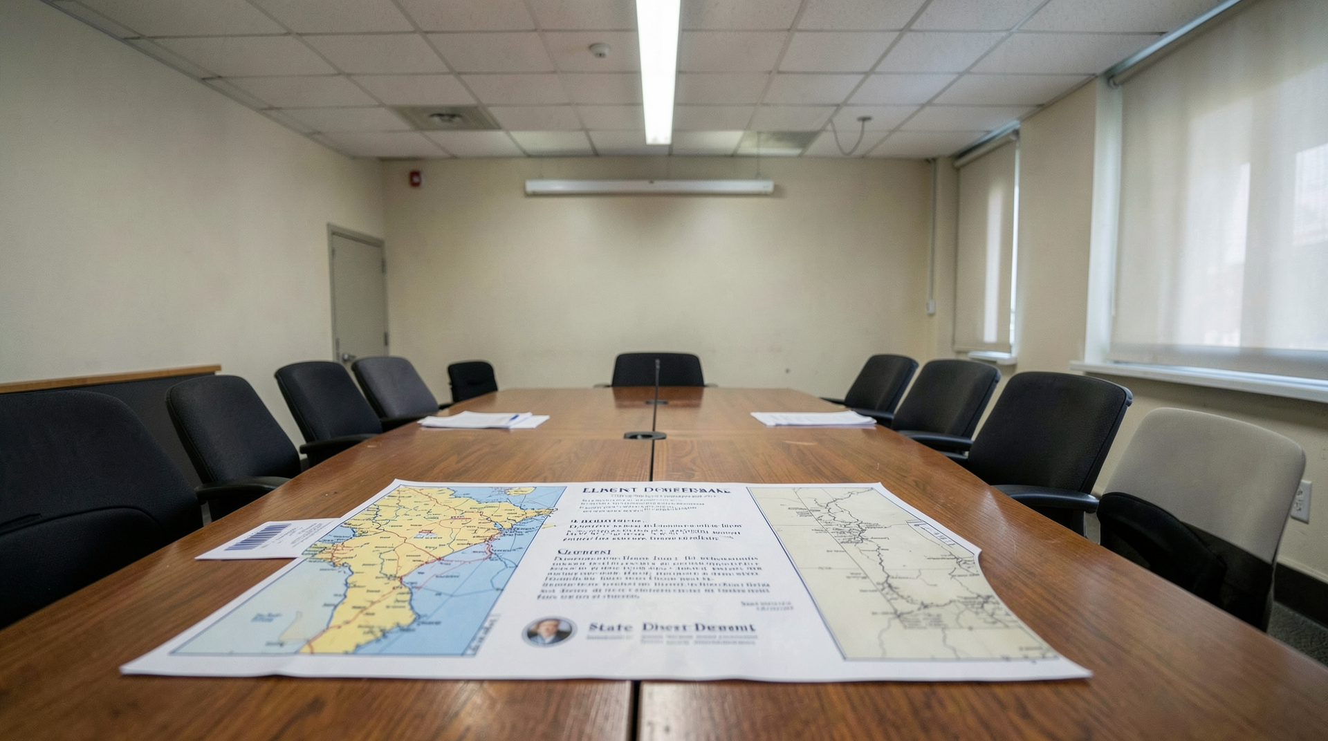 A printed State Department joint statement beside maps of southern Lebanon and the Israel border