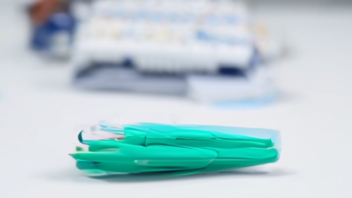 A pharmacist's hands counting semaglutide pens with a blurred overdose-reversal kit in the background