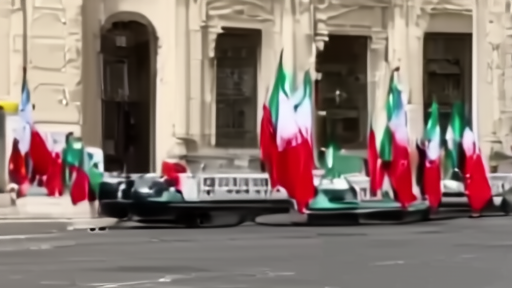 Diplomatic motorcade arriving at a government building in Tehran