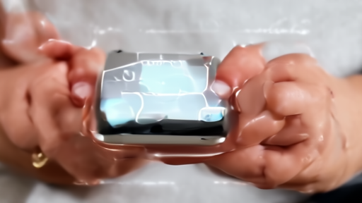 A child holding a smartphone with a translucent lock icon overlaid on the screen