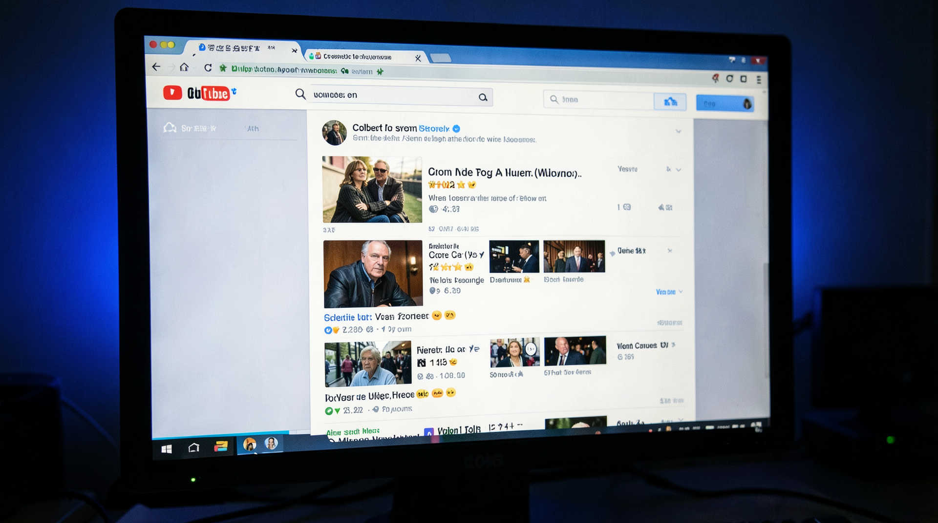 A YouTube screen showing bootleg clips of Stephen Colbert's show