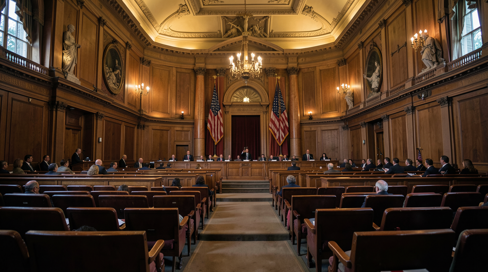 The U.S. Senate chamber with empty seats during a session