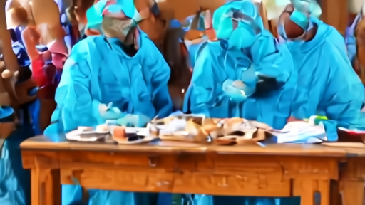 Healthcare workers at a field clinic in Congo's Equateur Province with limited supplies visible