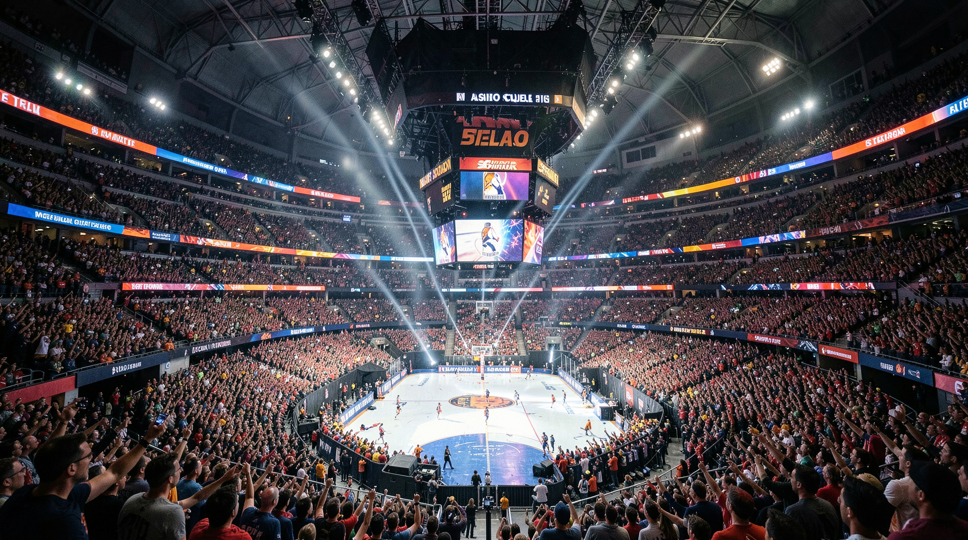 Madison Square Garden interior packed during NBA Finals game with crowd visible