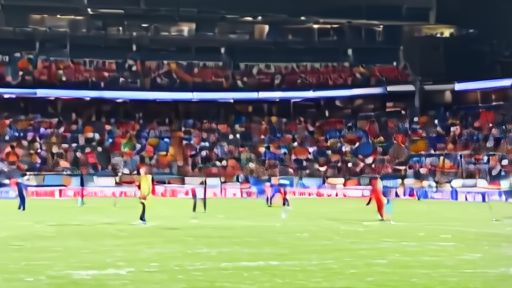 A women's sports arena with packed stands and athletes competing