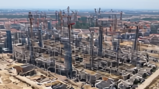 Aerial view of a massive data center complex under construction with cranes and steel framework