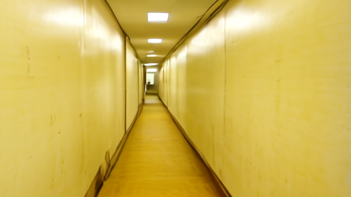An empty, fluorescent-lit hallway stretching into infinity — the signature liminal space aesthetic of the Backrooms