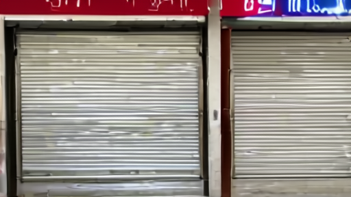 An empty Iranian bazaar with shuttered stalls and a currency exchange board showing plummeting rial values