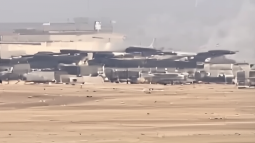 Satellite imagery showing damage at Isa Air Base in Bahrain after Iranian missile strikes