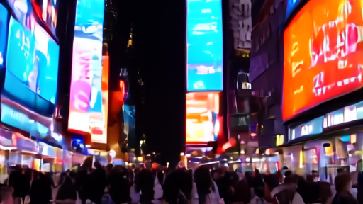 The Nasdaq market site in Times Square with electronic tickers displaying financial data at night