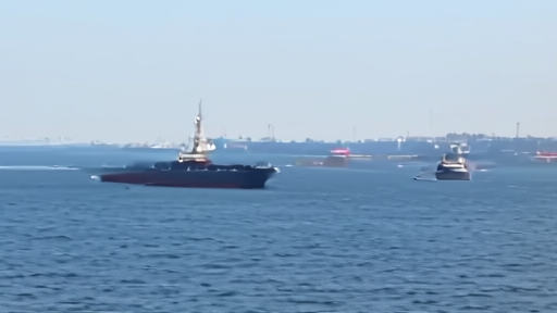 Oil tankers in Strait of Hormuz with U.S. Navy escort during heightened tensions
