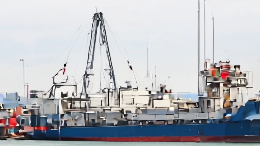 An oil tanker sitting idle in port with cranes and industrial infrastructure in background