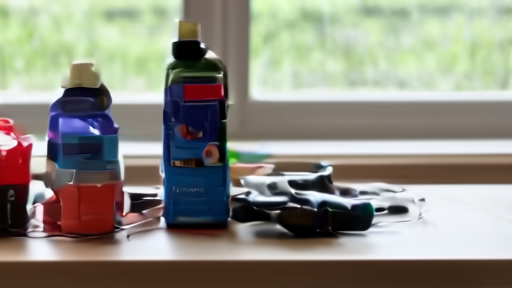 A storm kit with water, batteries, medicine, and evacuation papers on a kitchen table
