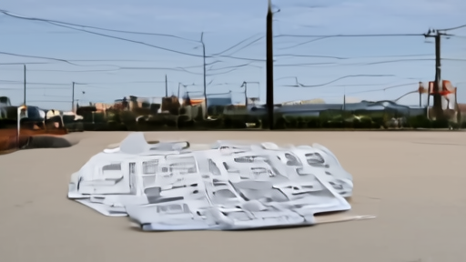 Utility bills lie on a kitchen table while a distant data-center campus glows beyond power lines.