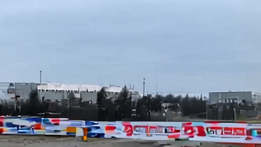 Police tape and a closed factory gate after a protest raid