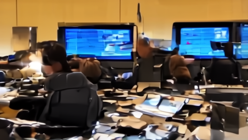 Engineers monitor World Cup feeds in a remote production room