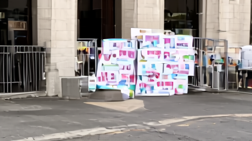 A British courthouse entrance with protest placards near a police barrier