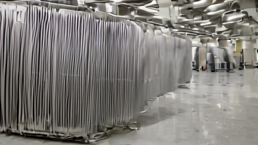 Workers inspect spools of optical fiber beside data-center construction plans in a North Carolina factory.