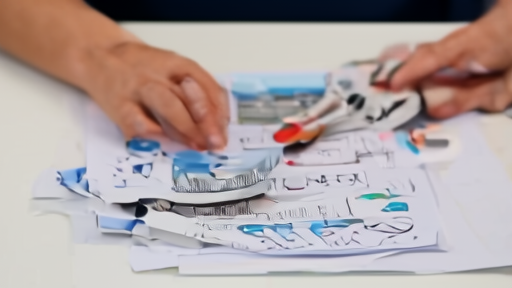 A traveler sorts a passport, vaccine card, mosquito repellent, and CDC travel notice printouts at a clinic table.