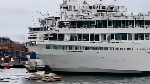 A port health worker reviews passenger contact-tracing forms beside a small expedition cruise ship.