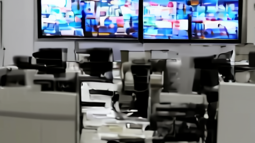 A newsroom control room shows a Sunday newsmagazine lineup on multiple monitors