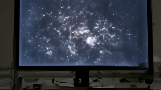 Astronomers compare a Webb spectrum on a monitor with a marked galaxy-cluster image.