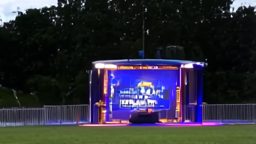 A floodlit UFC cage stands on the South Lawn before the White House