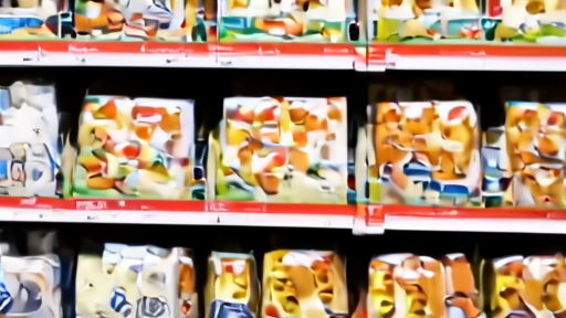 Industrial dairy powder bags on a warehouse pallet beside a grocery shelf category map