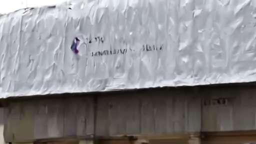 The Kennedy Center facade wrapped in tarp after a nameplate removal