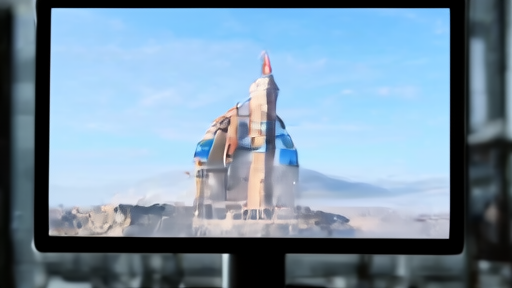 Traders watching a volatile new-issue stock chart with SpaceX launch footage muted on a nearby monitor