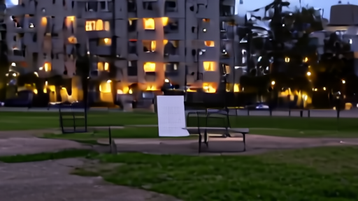 Empty playground at dusk beside apartment windows
