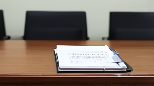 Closed hearing room with a religious liberty case folder on a bench