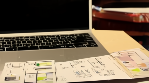 Theater box office desk with laptop open to weekend-gross table and ticket stubs