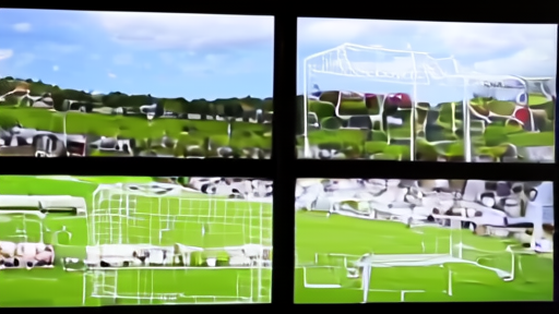 Streaming analytics wall showing a soccer broadcast on multiple connected-TV screens
