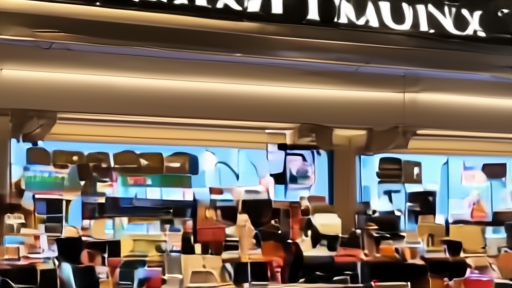 Luxury storefront reflected in a cinema marquee with an empty receipt tray
