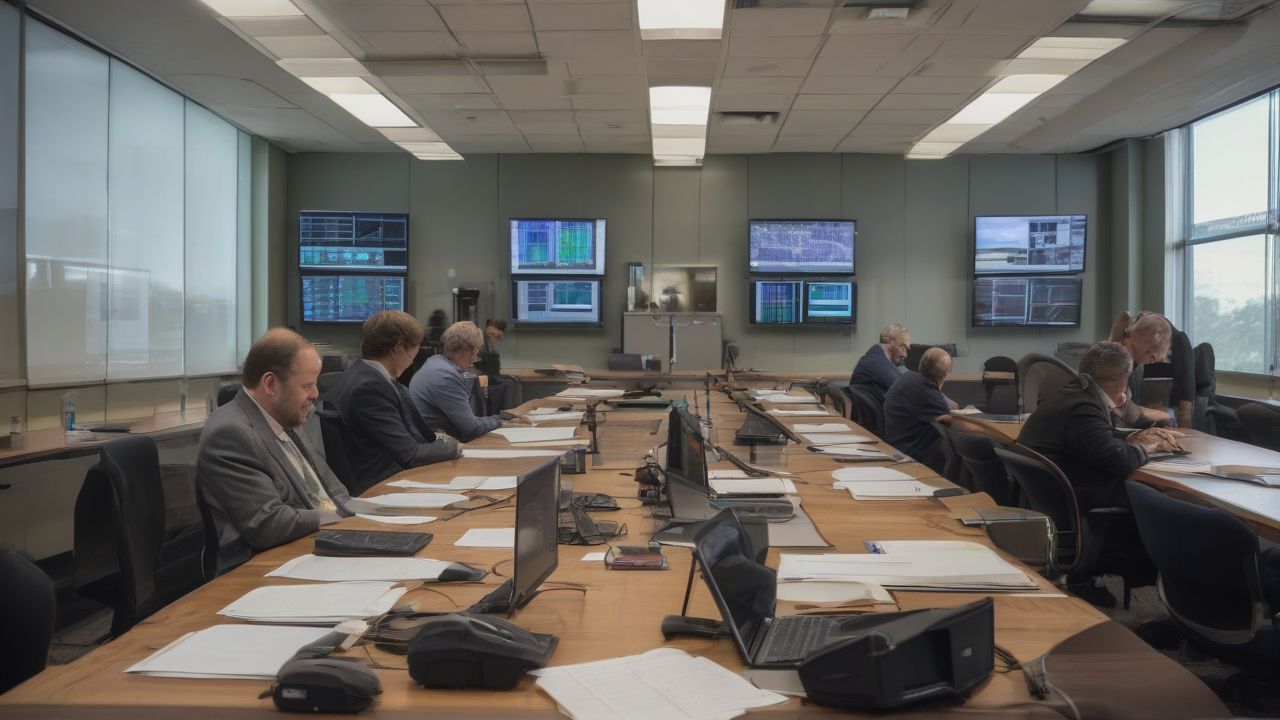 Grid engineers arrange transmission maps and load forecast charts before a federal meeting.