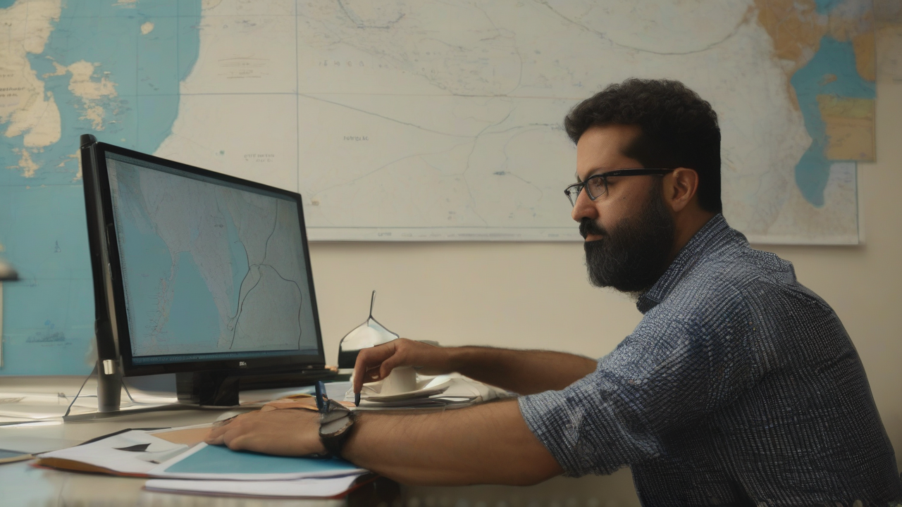 A maritime analyst compares an AIS-tracking screen full of gaps against a printed vessel log.