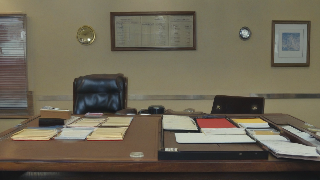 Treasury staff review sanctions documents in a government office.