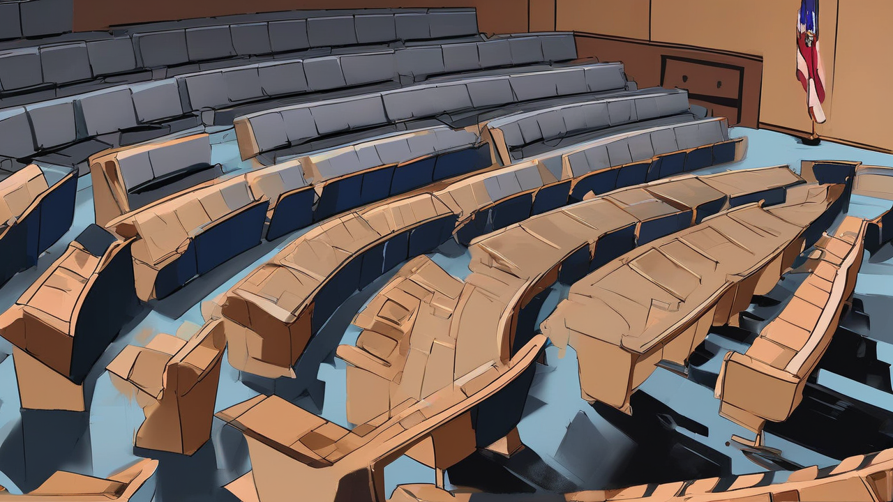 A clerk tallies a paper vote sheet in a near-empty late-night Senate chamber.
