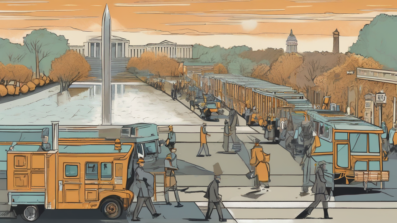 National Mall Evacuation Turns Pageantry Into Weather Logistics shown as a symbolic editorial scene without text.