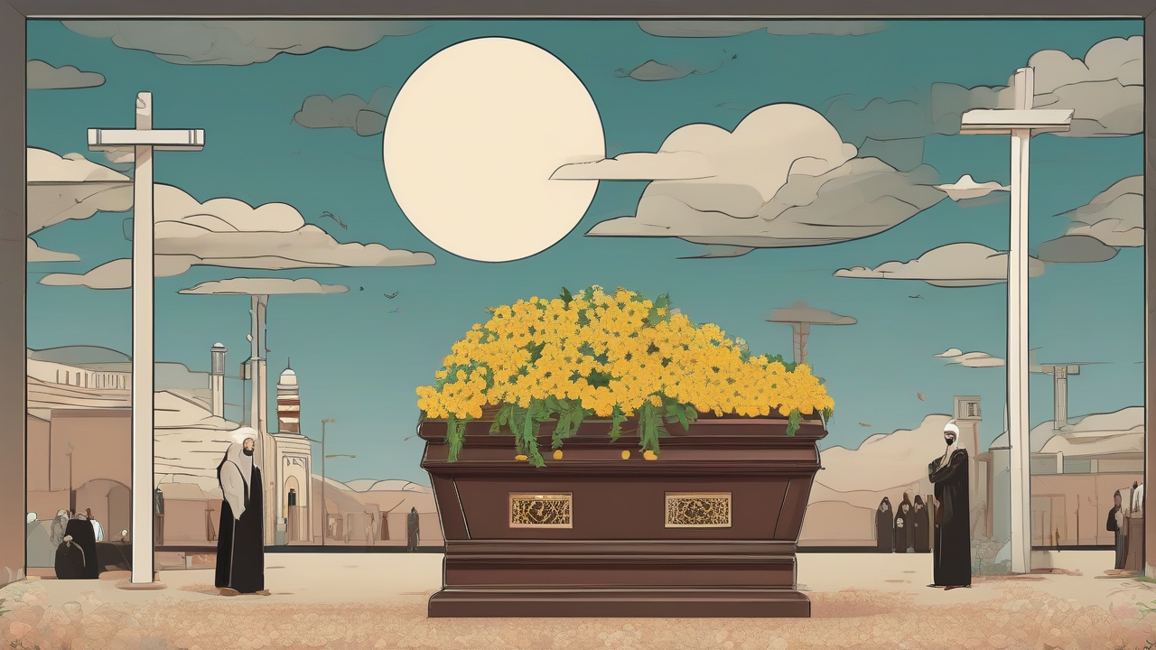 Iran Funeral Turns Hormuz Control Into The Weekend Message shown as a symbolic editorial scene without text.